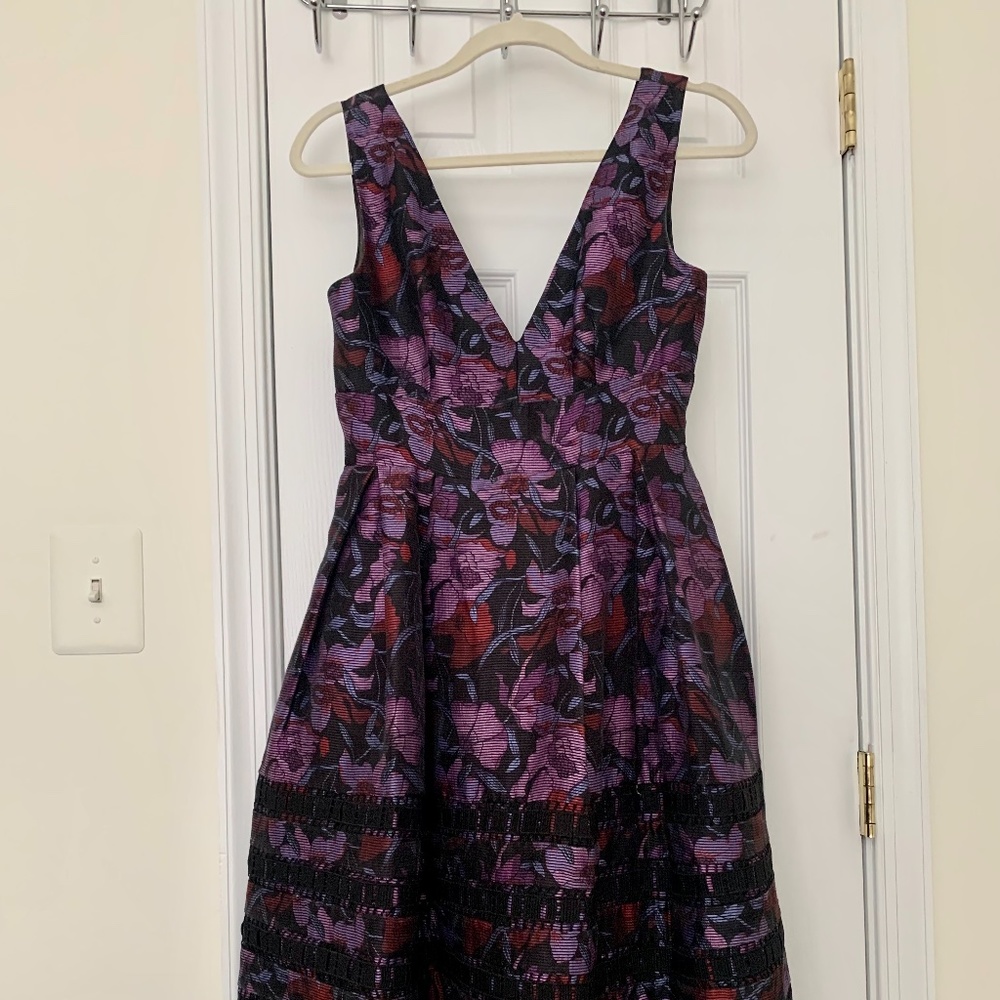 Cynthia Rowley Tea length lily printed dress, worn 2x, in great condition!